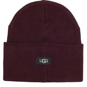 NWT UGG Knit Cuff Beanie Color Port OS Unisex 20" Circumference Rounded Crown